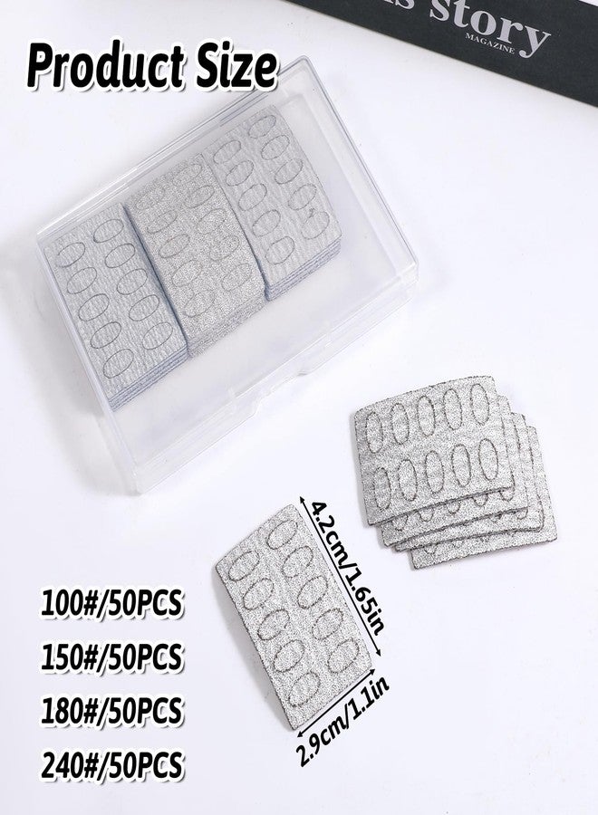 Zyghjort 200 PCS Grit Sandpaper Sheets, 100/150/180/240 Nail Paper Sheets Self-Adhesive Nail Pads Nails Care Tools Polishing Sandpaper Slant Heads Art Pre-Polishing Sandpapers for Home Salon Nails and Foot - Image 2